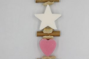 Brin de lavande tresse 1 coeur rose 1 etoile blanche